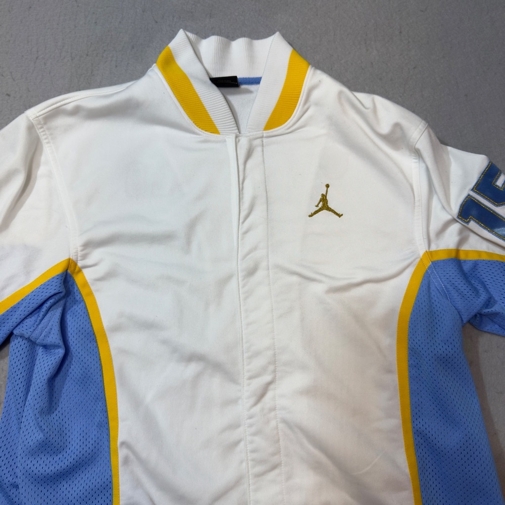 Jordan Track Jacket Men Medium White Blue Yellow Full Zip Jumpman Good Condition